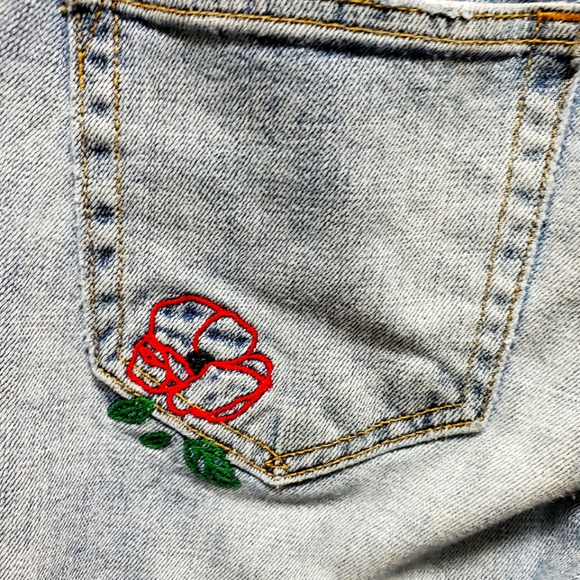 Gap Best Girlfriend Denim Floral Embroidery Distressed Jeans - Picture 6 of 7